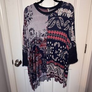 Free People Oversized Paisley Sweater Tunic